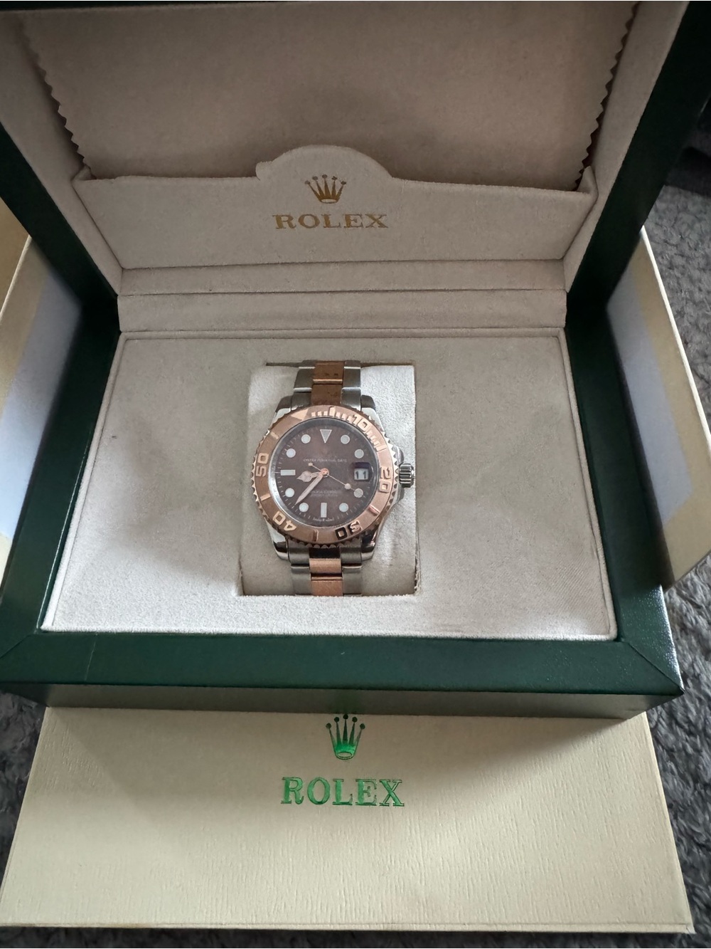 Clone Rolex Two-Tone Men’s Watch in Rose Gold and Silver